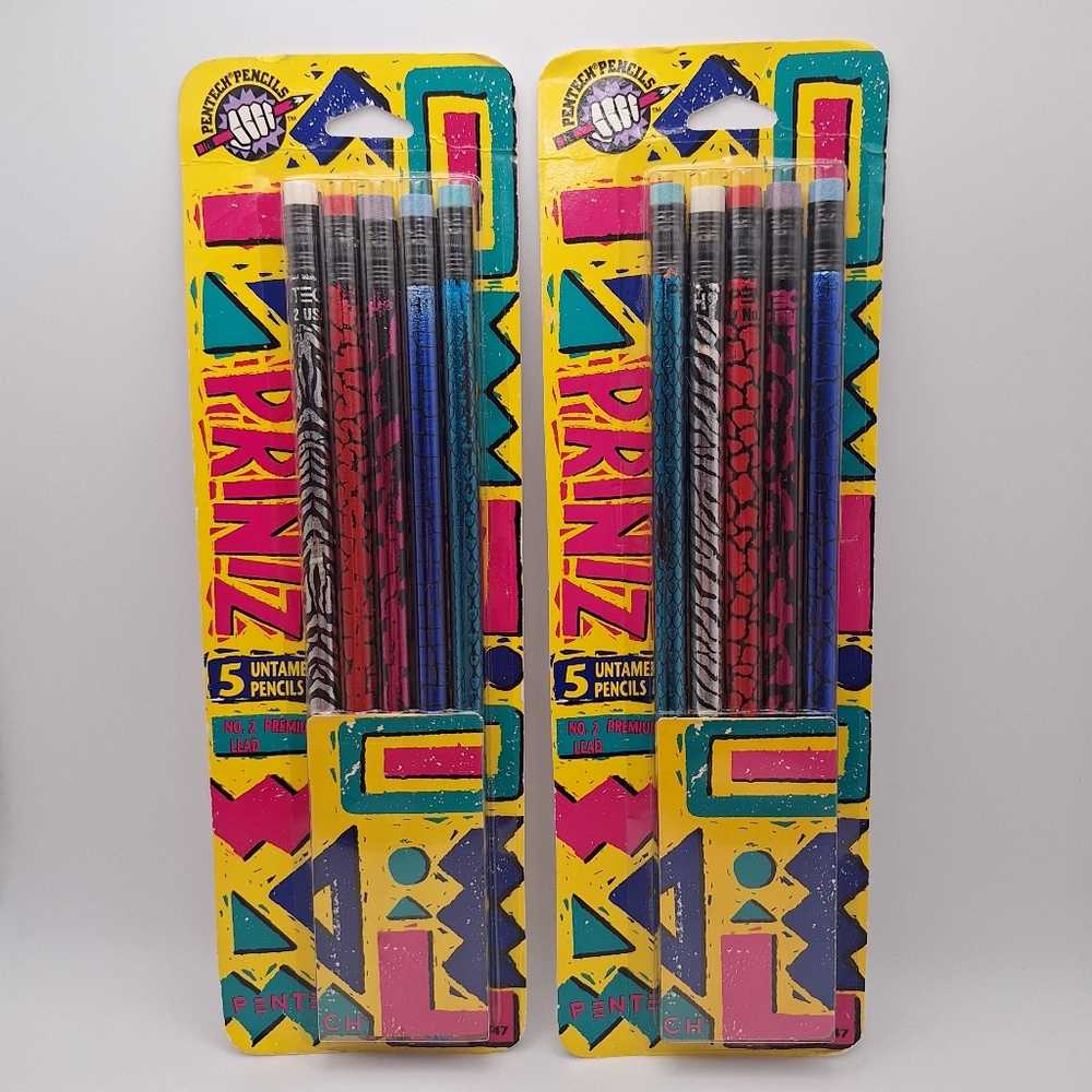 NEW Vintage Pentech Printz Untamed Pencils 1994 Animal Print Metallic Foil USA